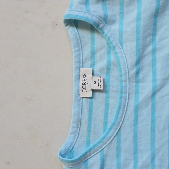 J. Crew aqua & white stripe puff sleeve t-shirt size medium - Picture 9 of 11